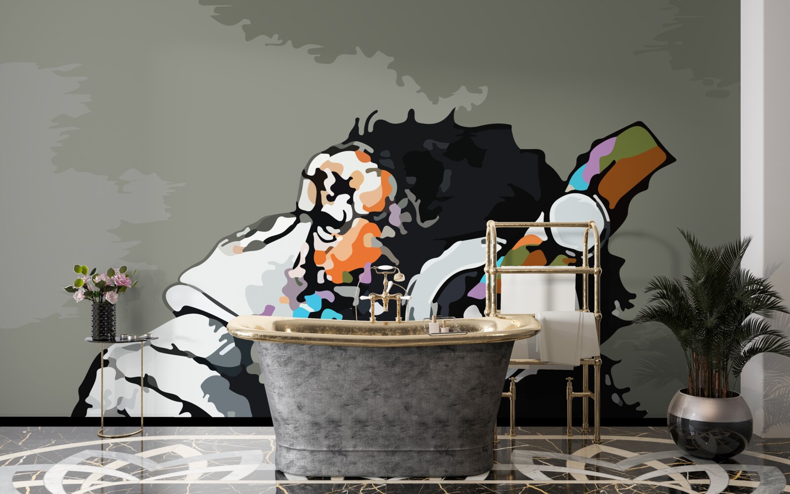 Fototapeta makak so slúchadlami