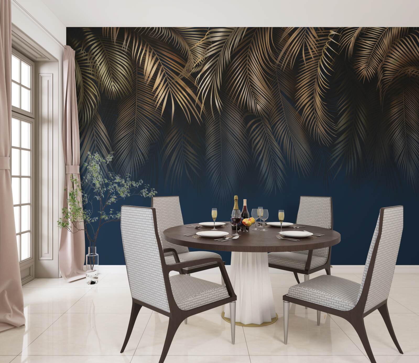 Fototapeta v noci sa papraď leskne zlatými listami