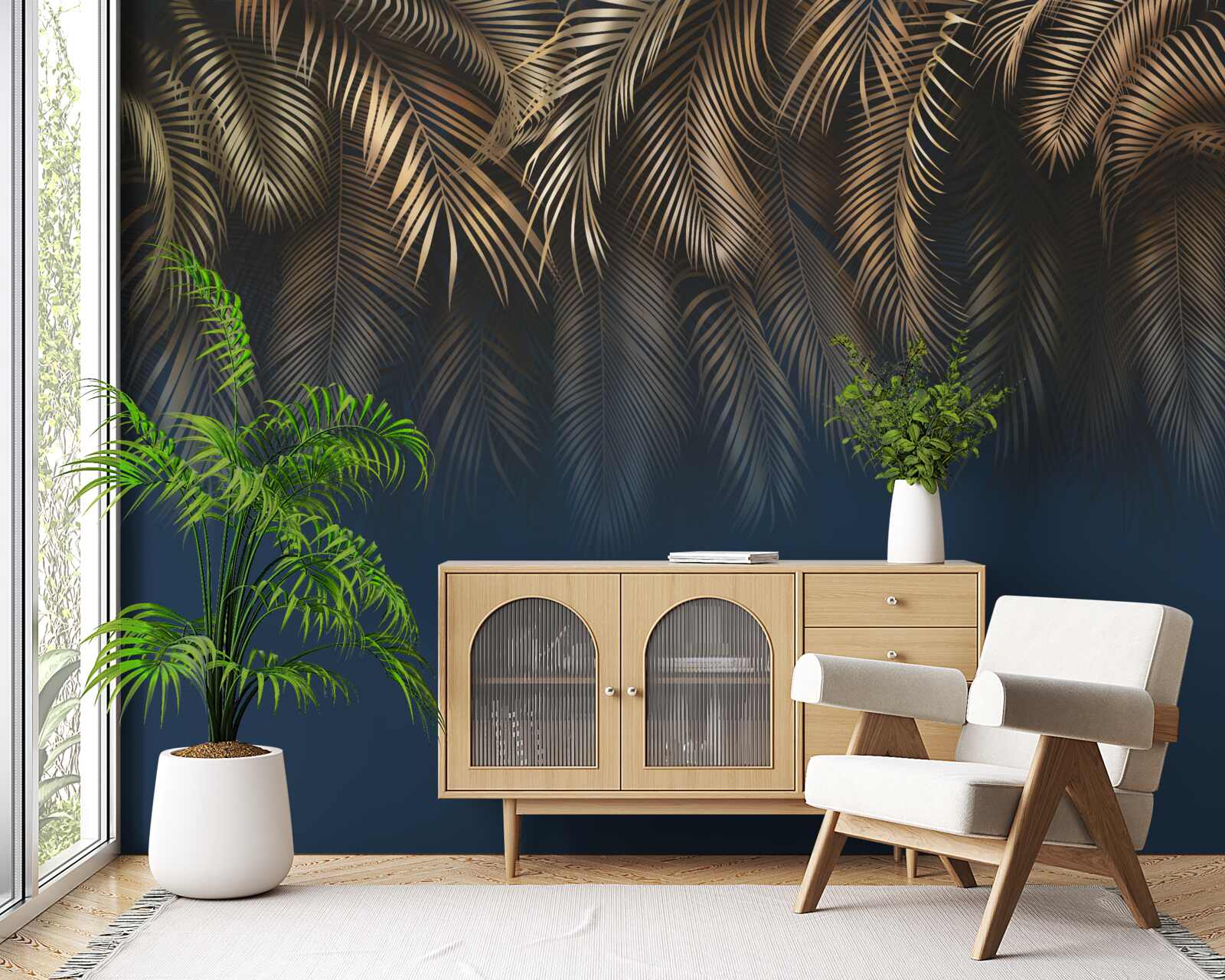 Fototapeta v noci sa papraď leskne zlatými listami