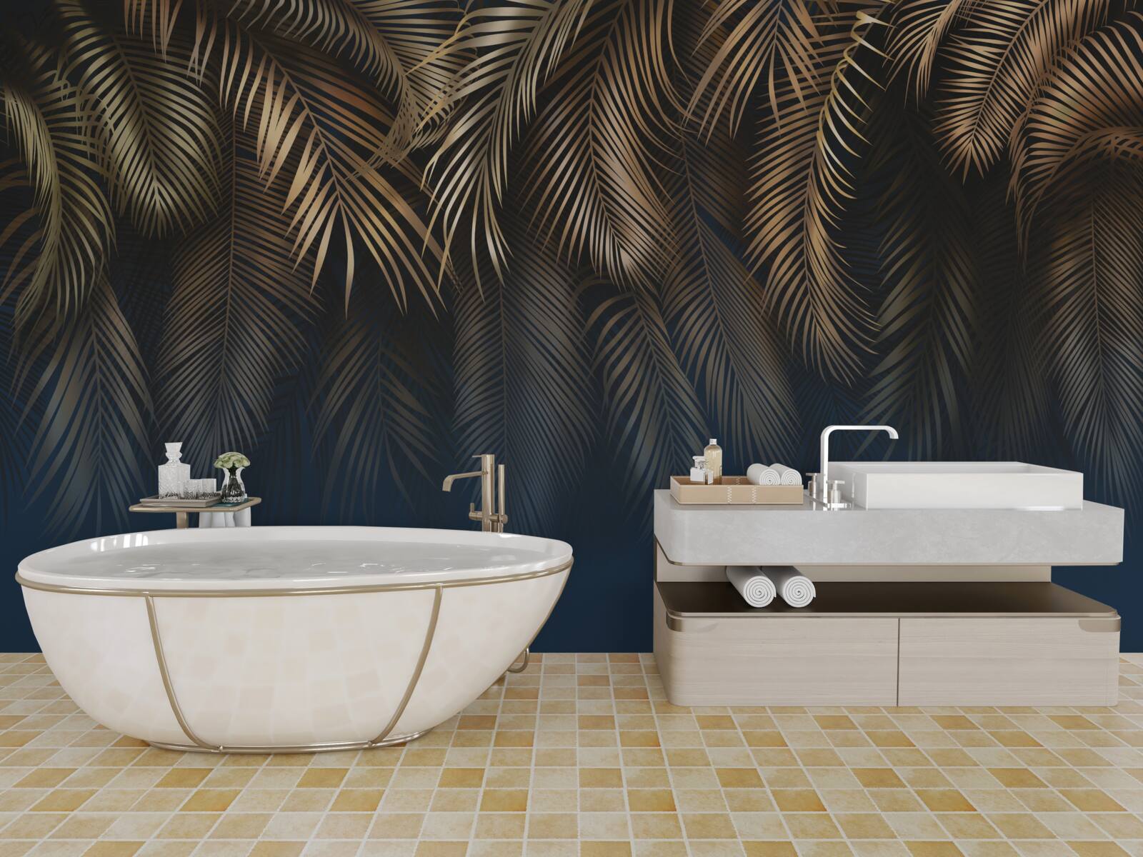 Fototapeta v noci sa papraď leskne zlatými listami