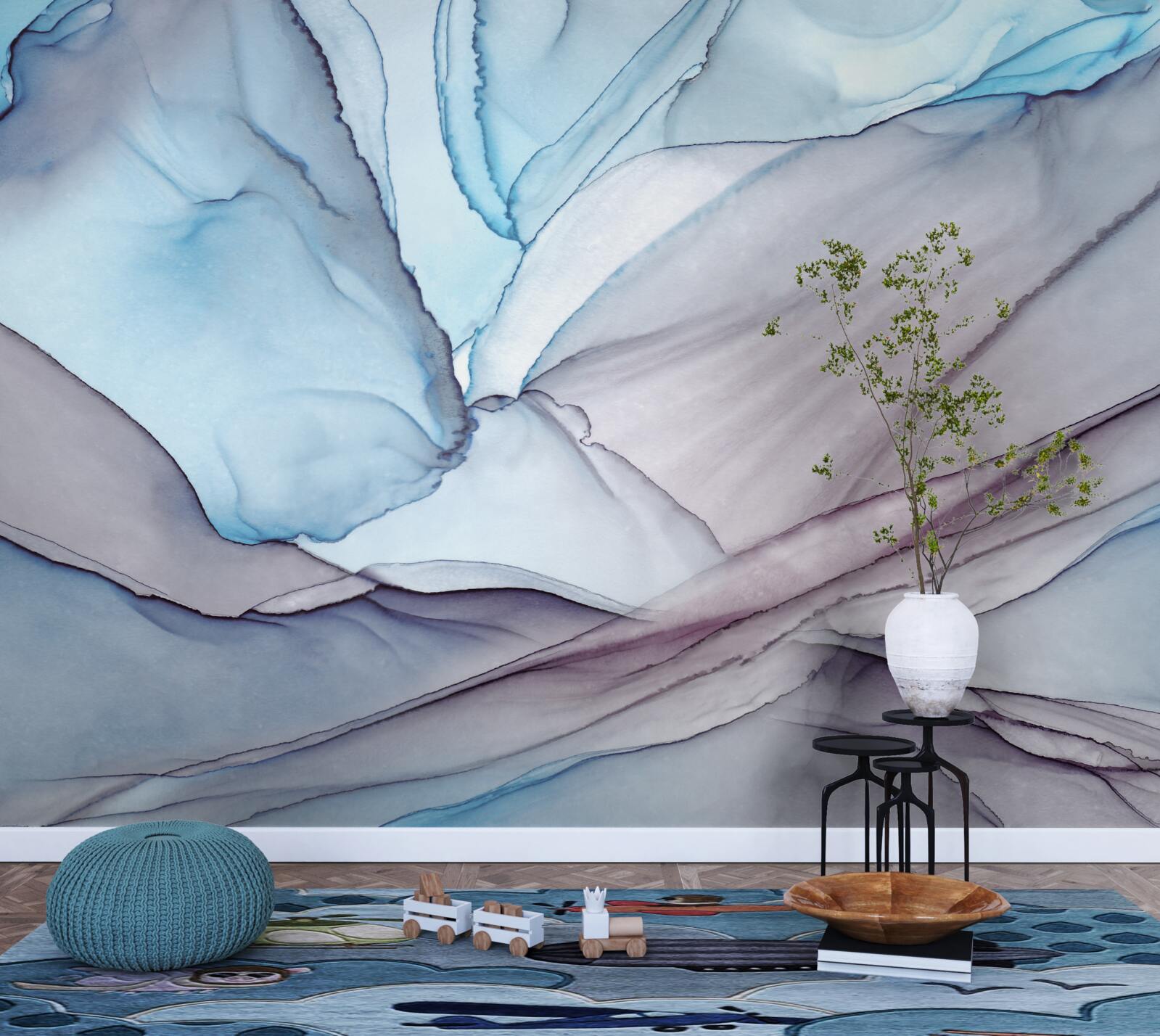 Fototapeta svetlomodrý mramor so žilami