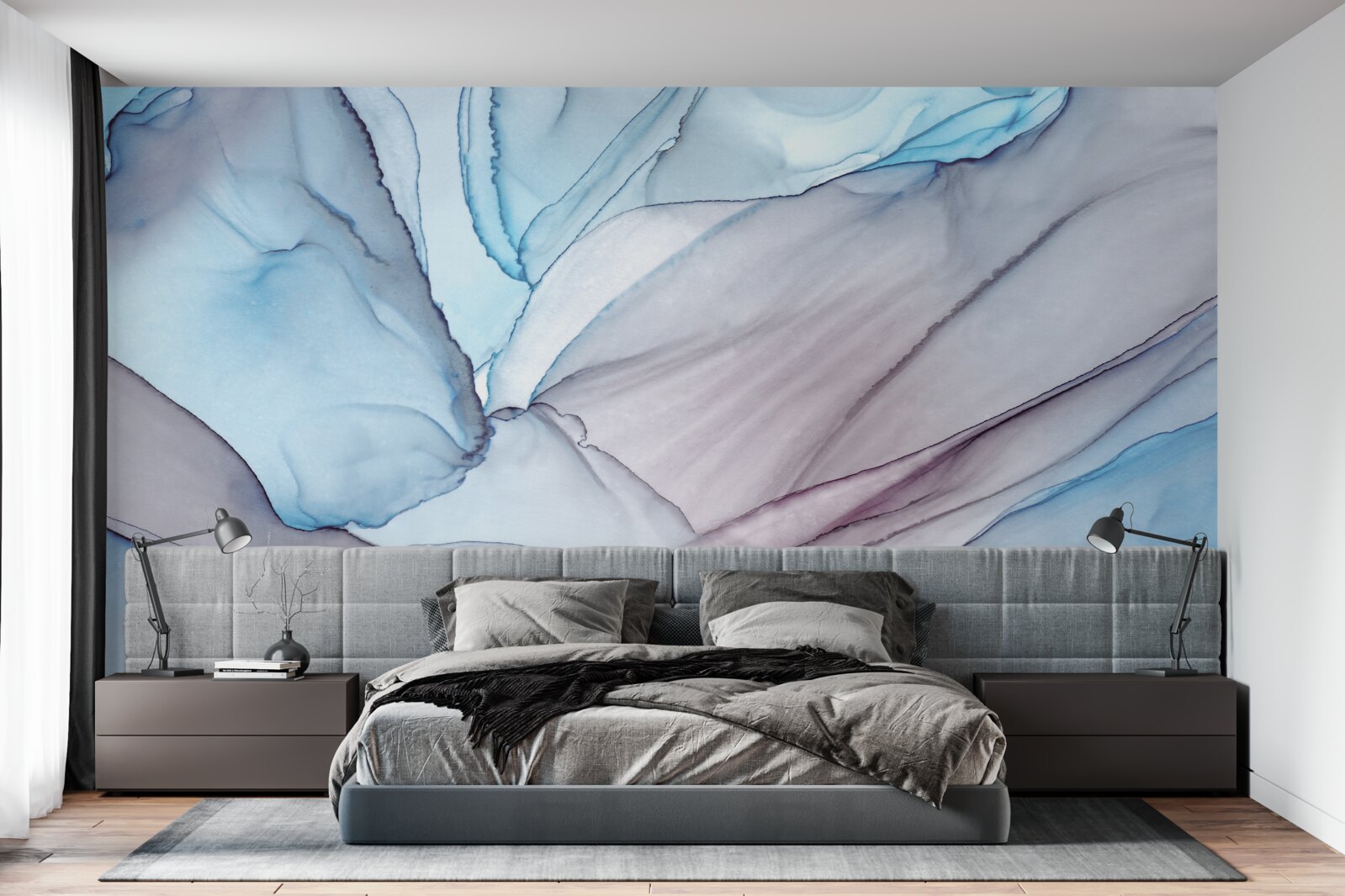 Fototapeta svetlomodrý mramor so žilami