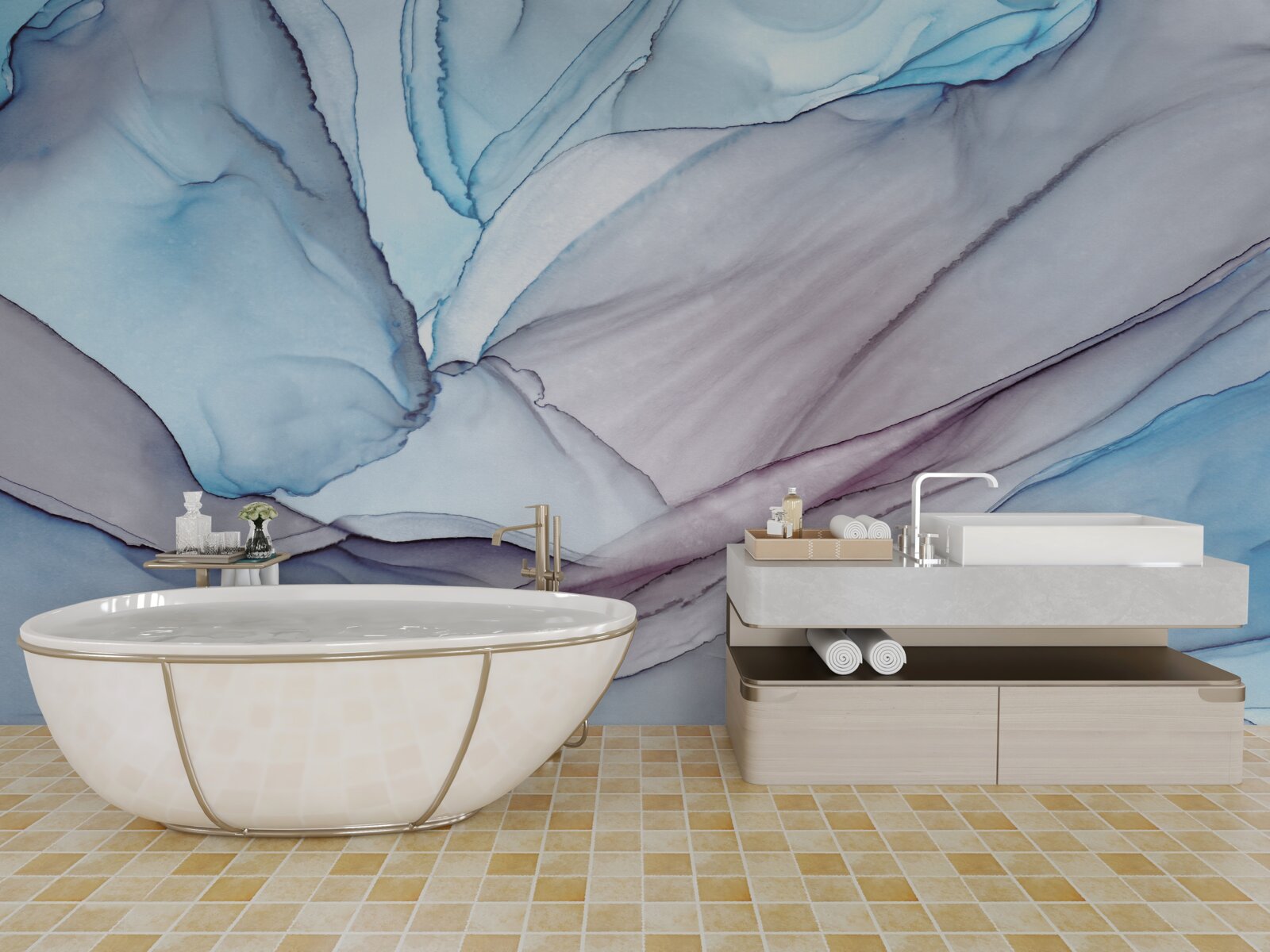 Fototapeta svetlomodrý mramor so žilami