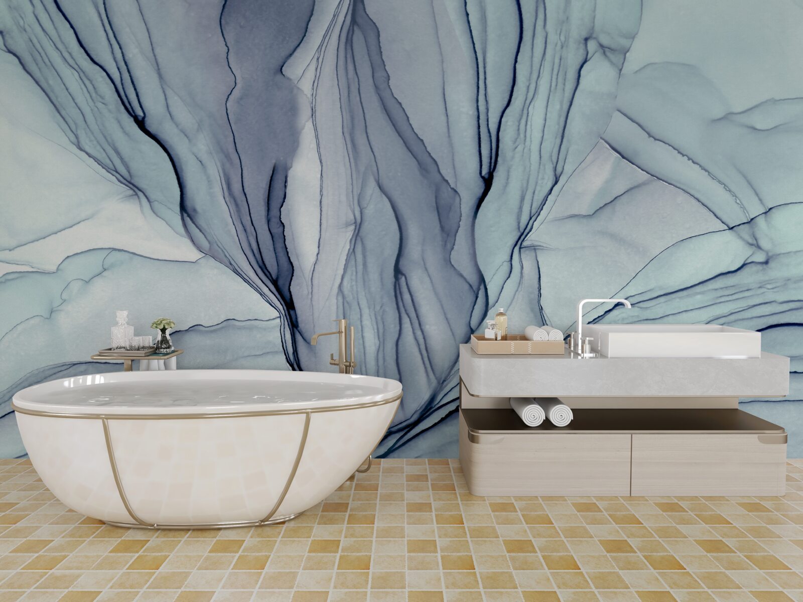 Fototapeta modré vzory na mramore