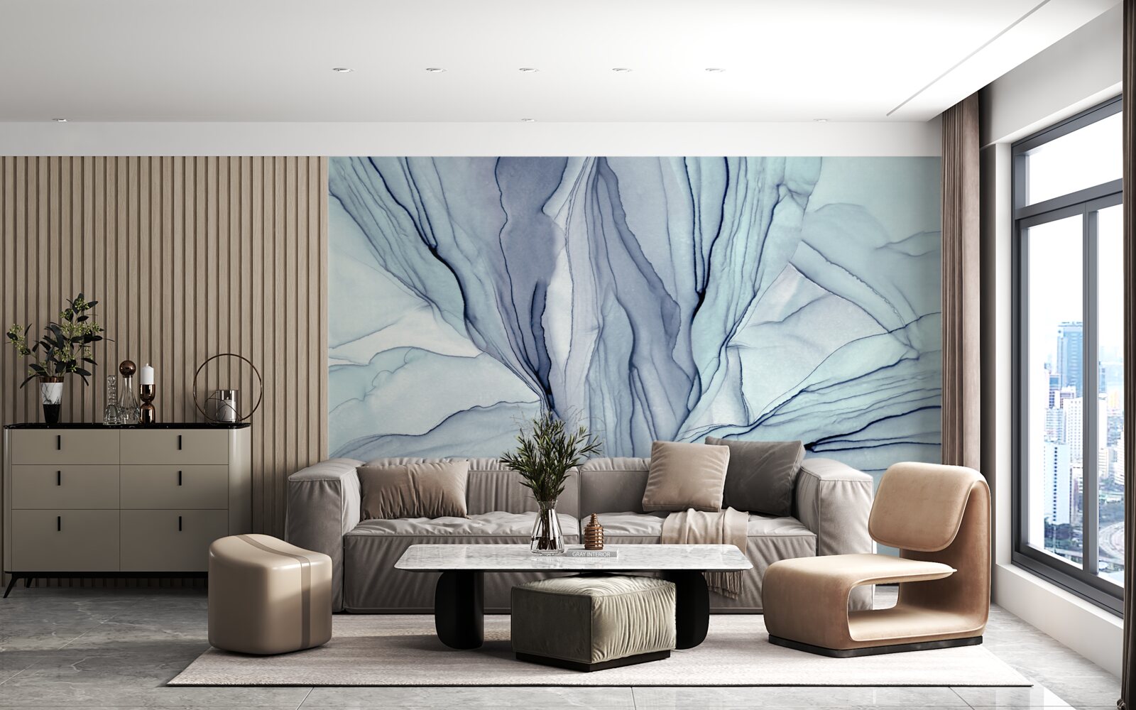 Fototapeta modré vzory na mramore