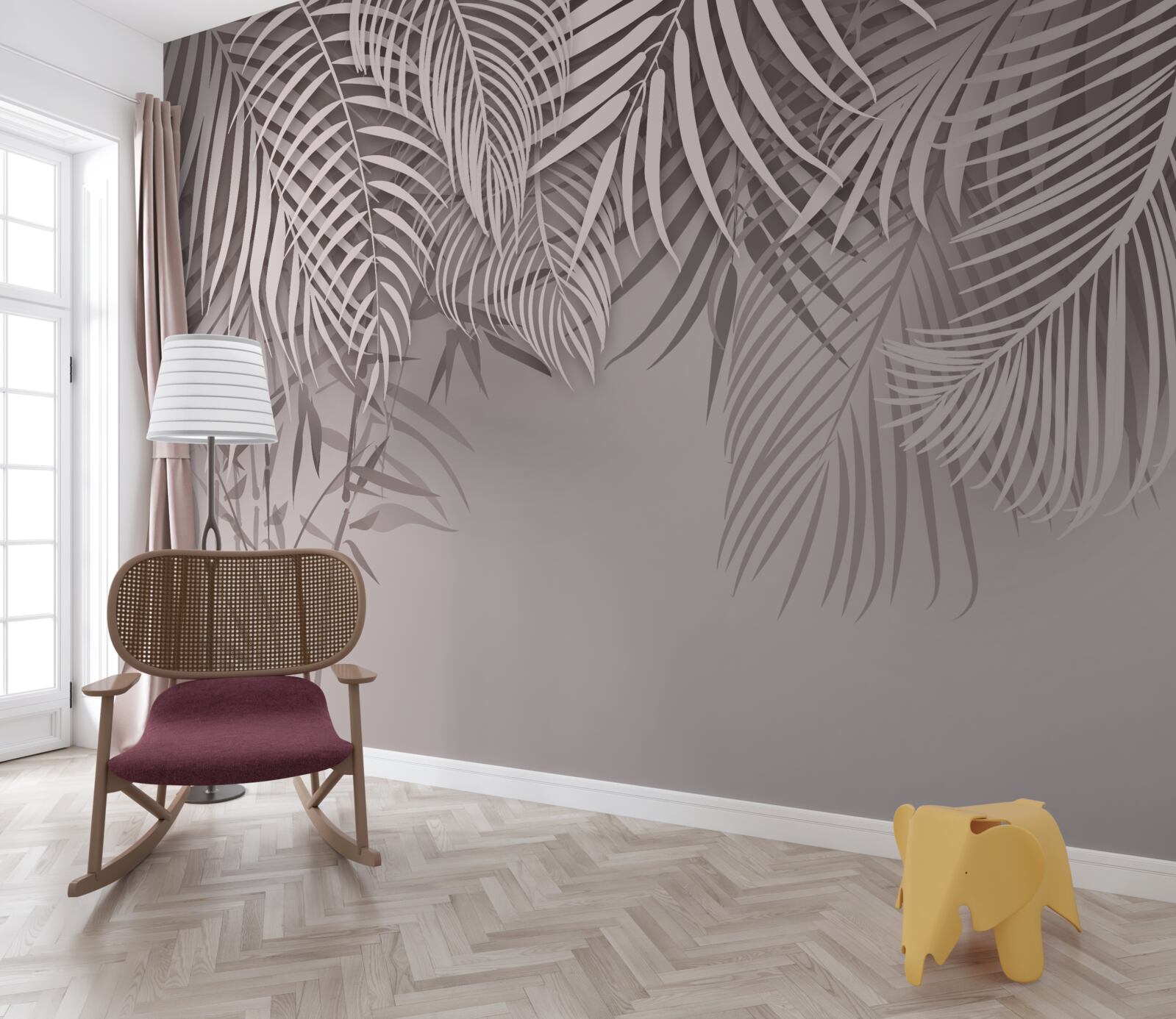 Fototapeta svetlé a sivé listy paprade