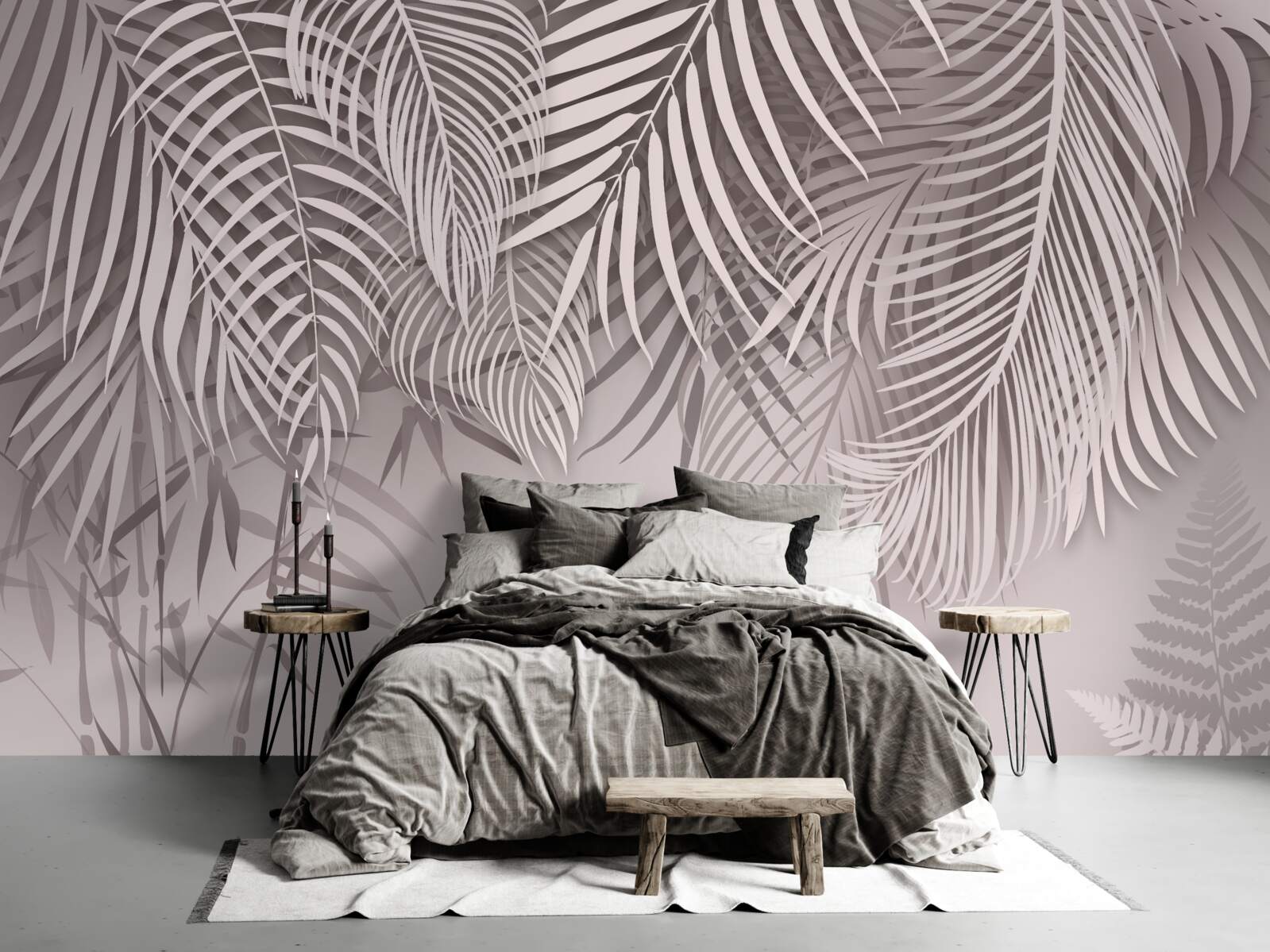 Fototapeta svetlé a sivé listy paprade