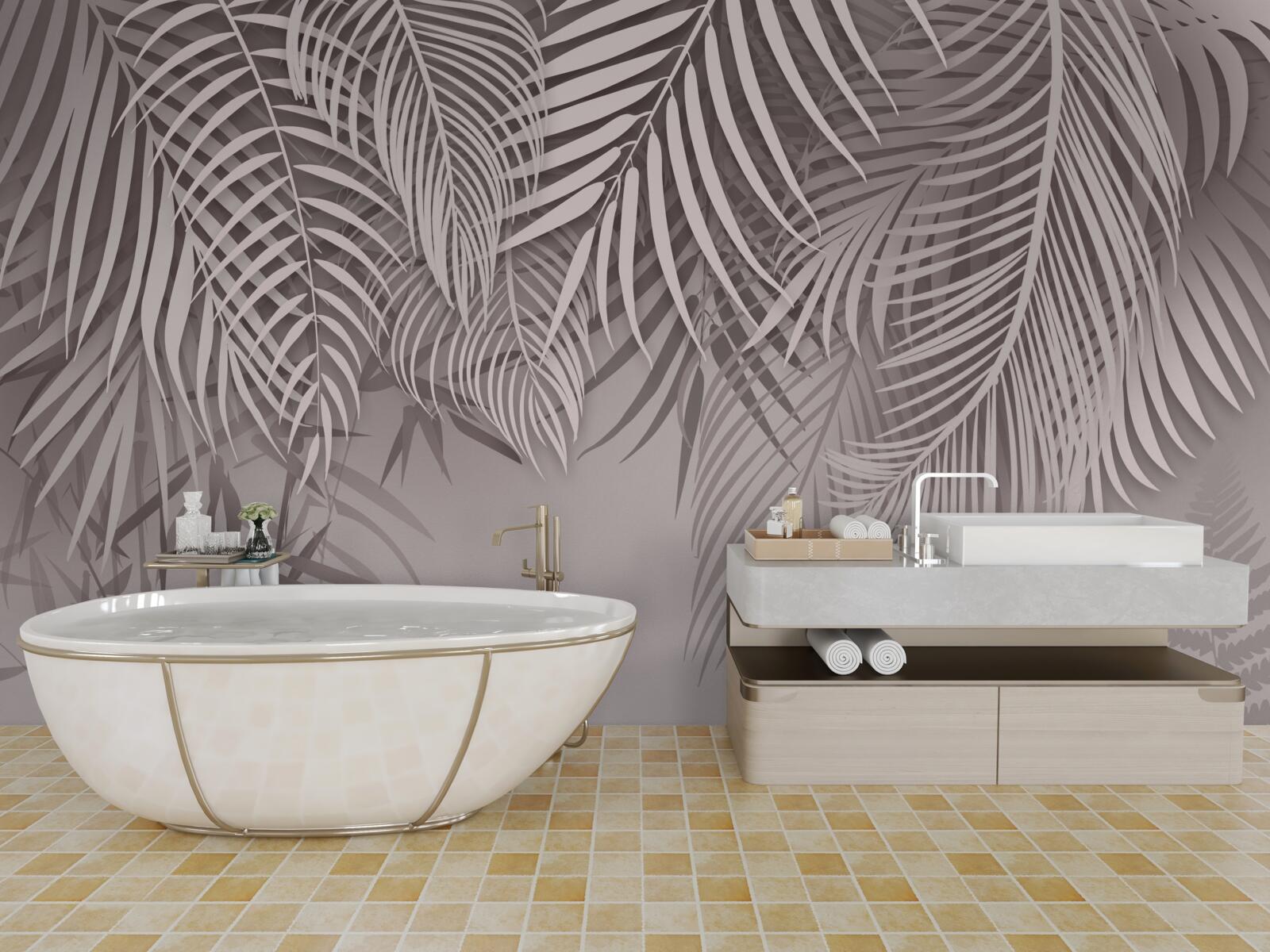 Fototapeta svetlé a sivé listy paprade