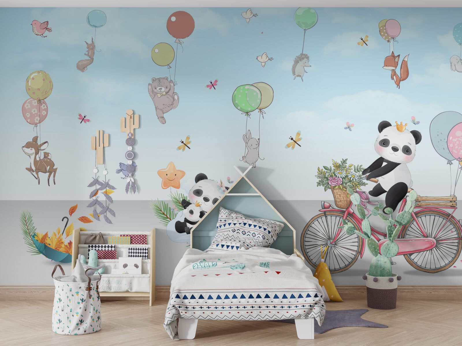 Fototapeta balóny s pandami a inými zvieratkami