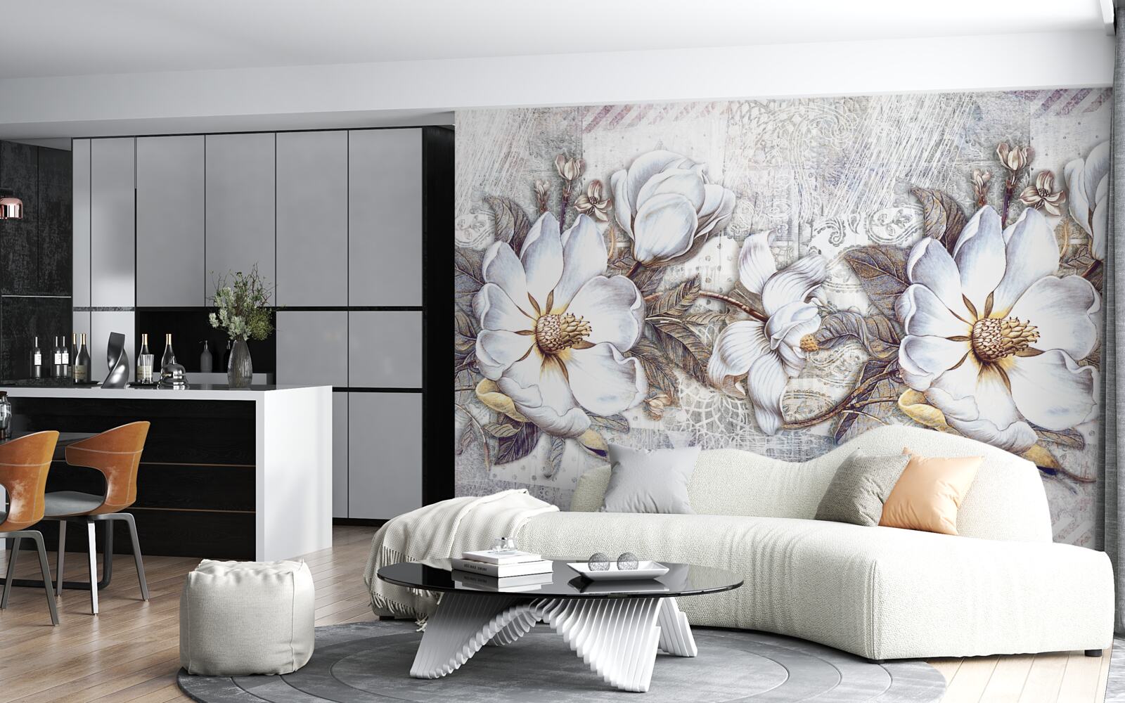 Fototapeta zloženie kvitnúcich snehovo bielych púčikov