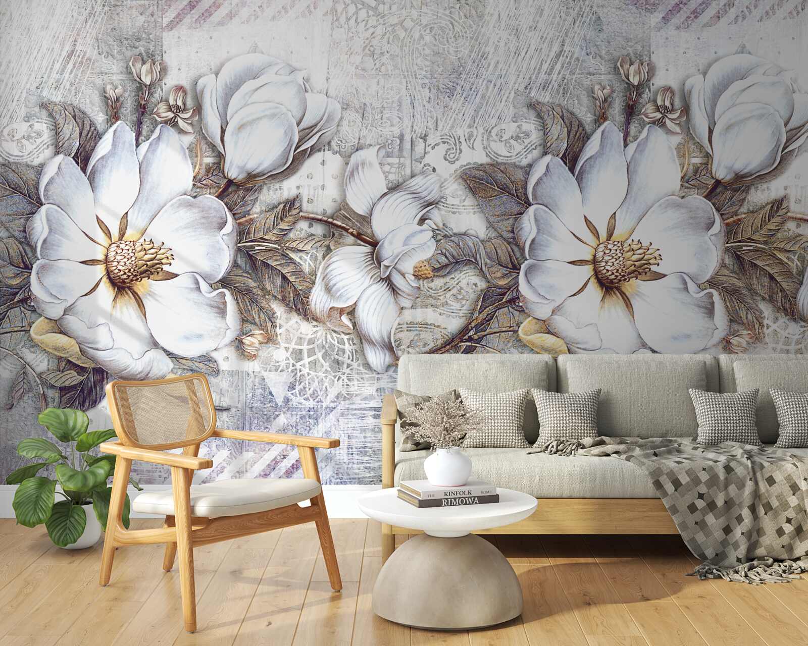 Fototapeta zloženie kvitnúcich snehovo bielych púčikov