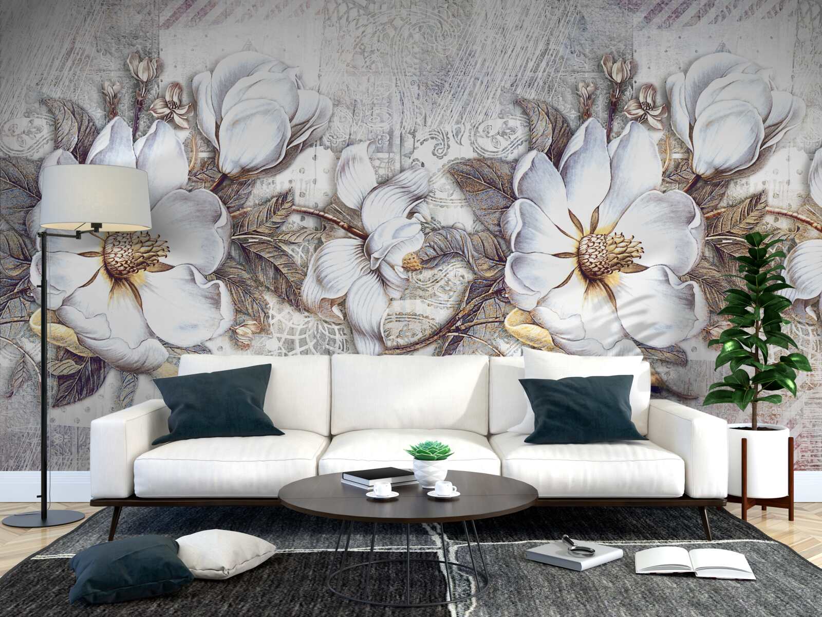 Fototapeta zloženie kvitnúcich snehovo bielych púčikov