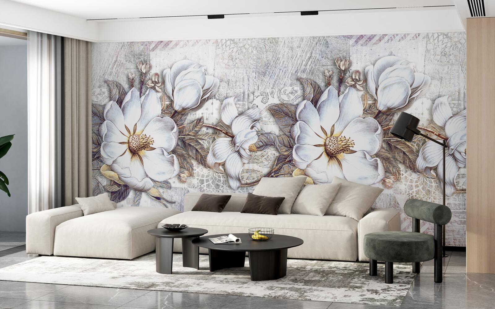 Fototapeta zloženie kvitnúcich snehovo bielych púčikov