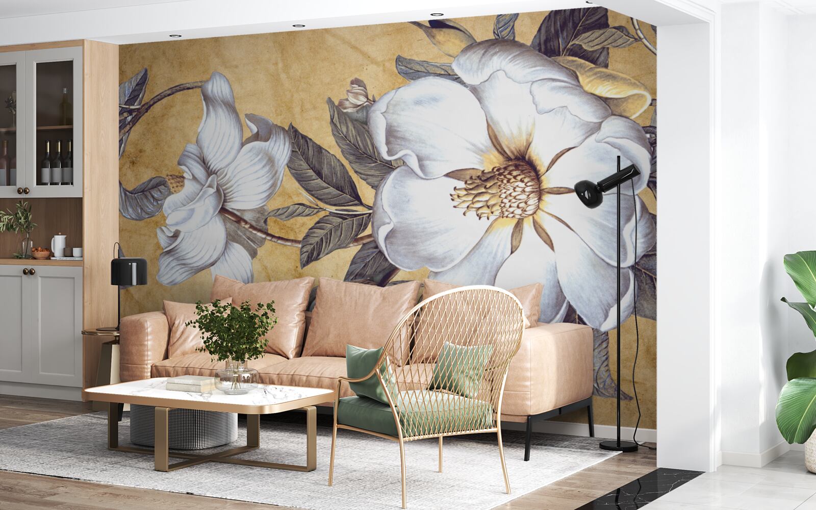 Fototapeta kvitnúce biele puky na konároch