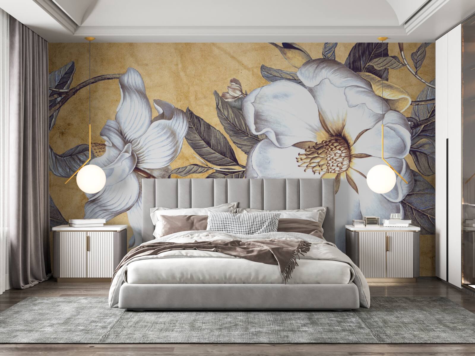 Fototapeta kvitnúce biele puky na konároch