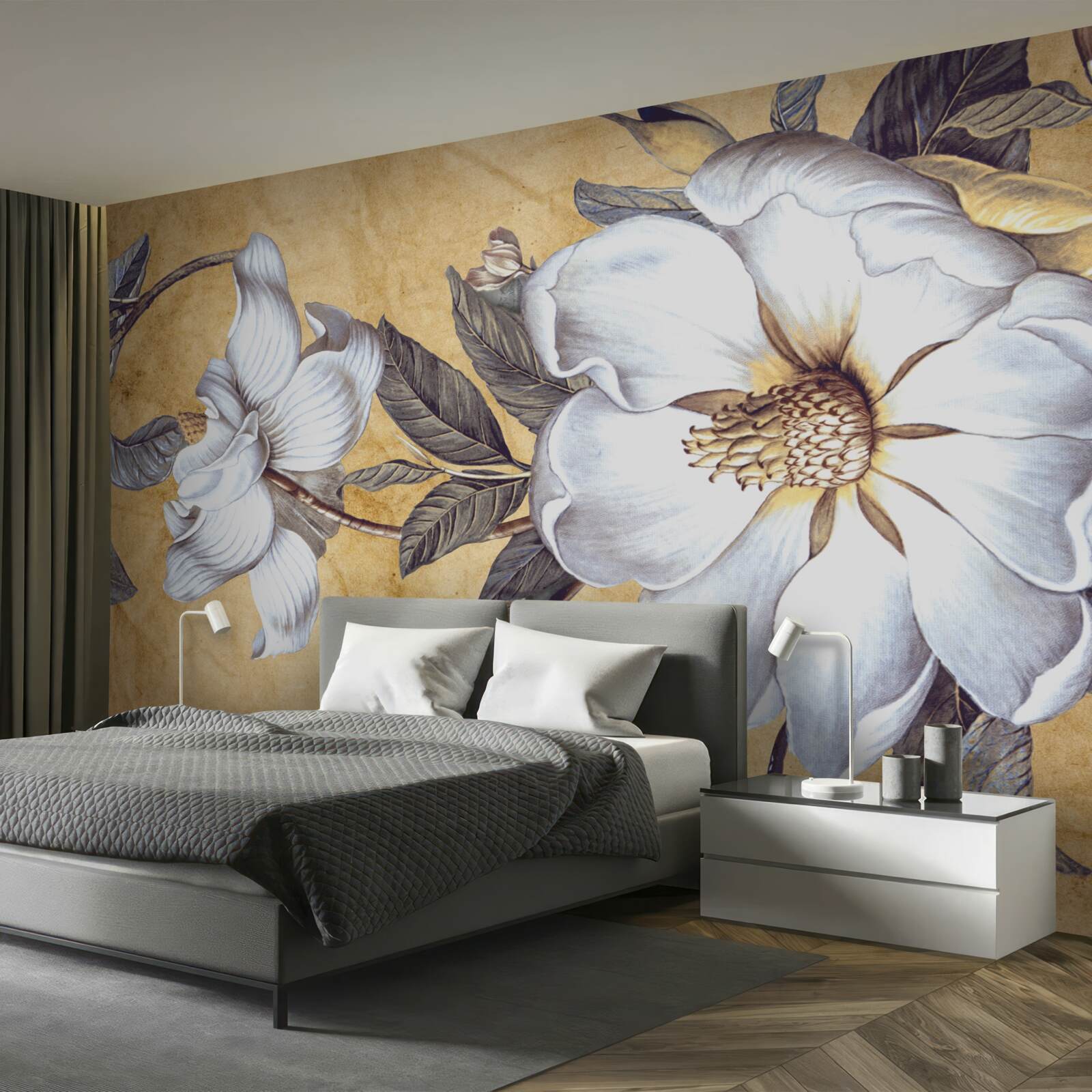 Fototapeta kvitnúce biele puky na konároch