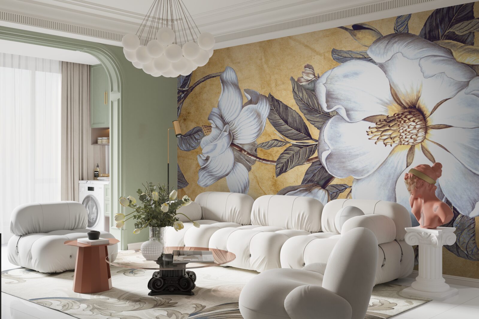 Fototapeta kvitnúce biele puky na konároch