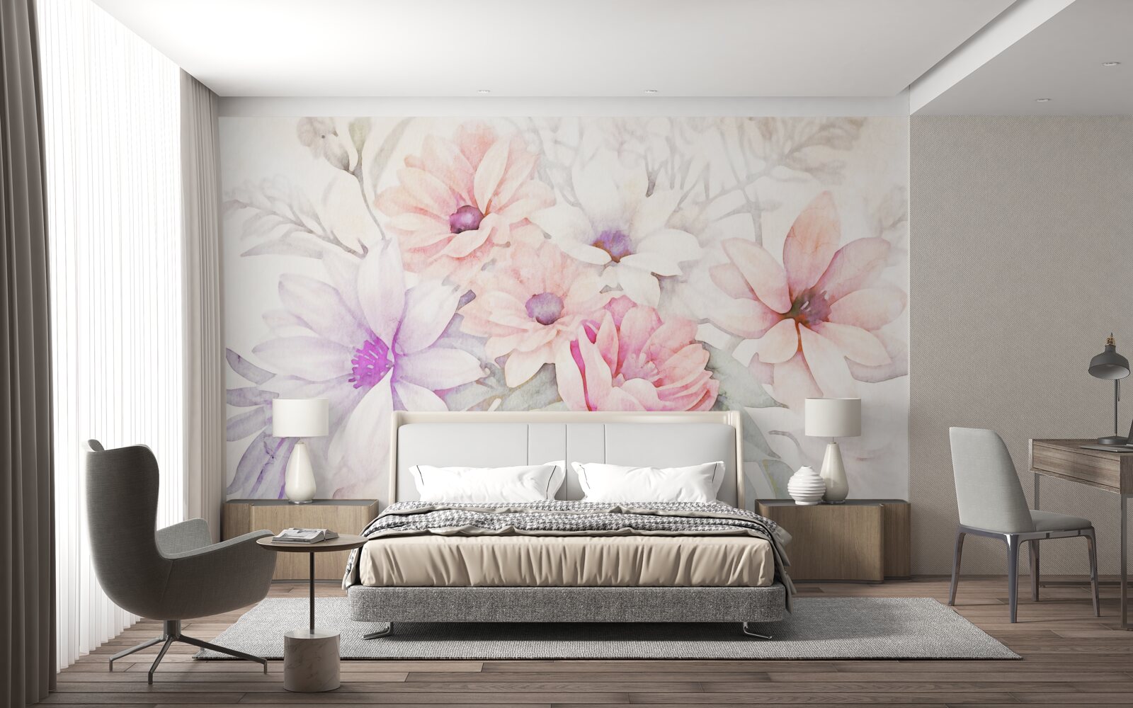 Fototapeta akvarelové jemné puky kvetov