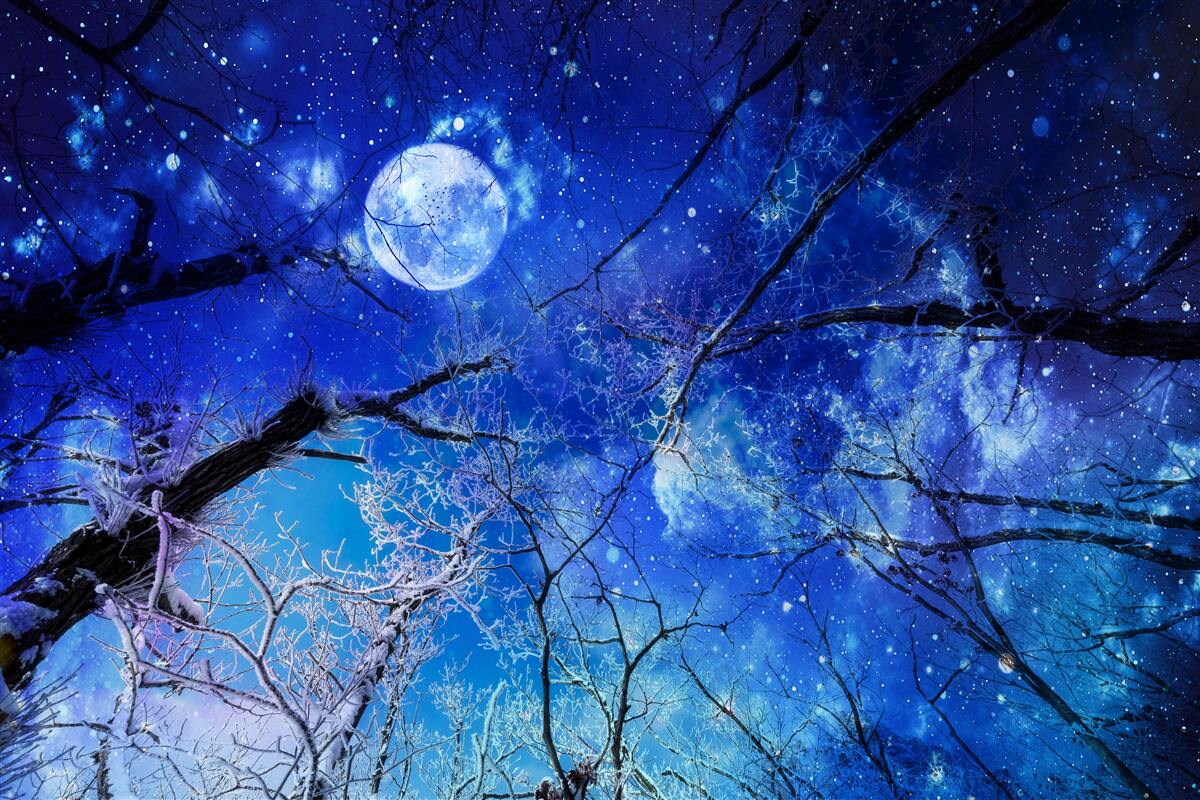 Fototapeta jasná nočná obloha a mesiac