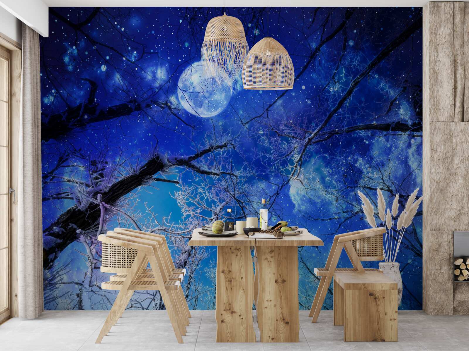 Fototapeta jasná nočná obloha a mesiac