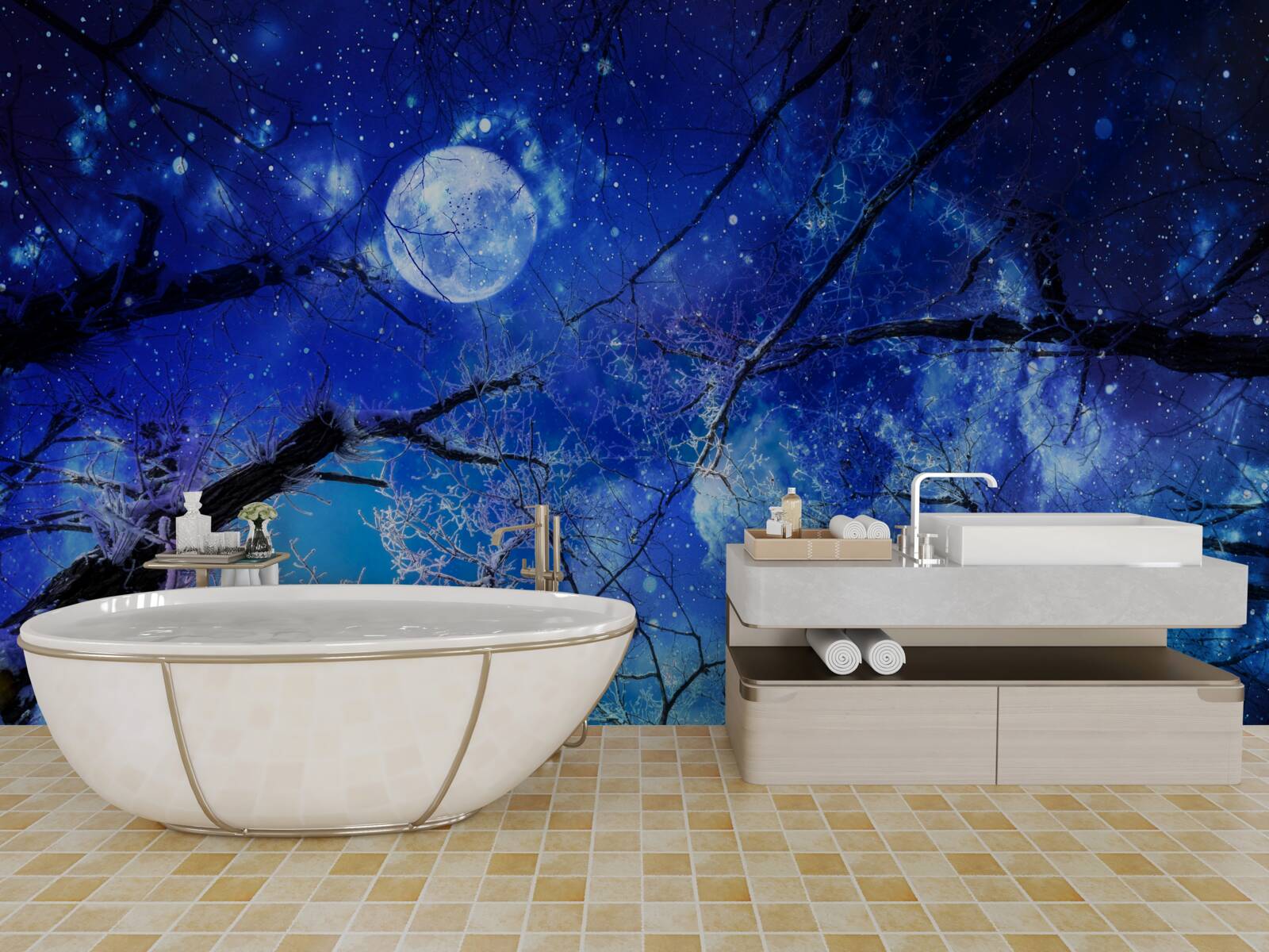 Fototapeta jasná nočná obloha a mesiac