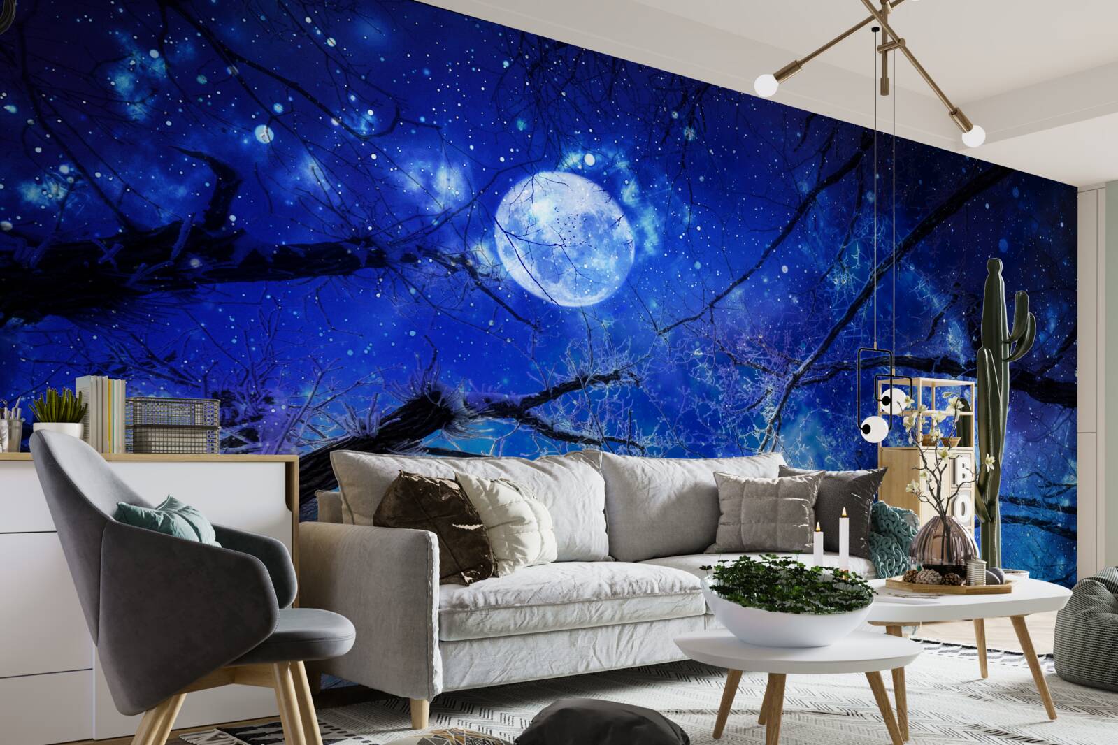 Fototapeta jasná nočná obloha a mesiac