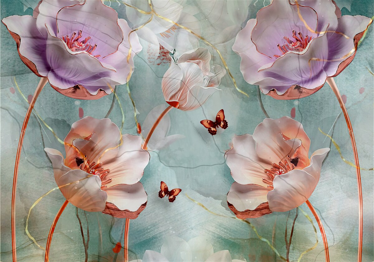 Fototapeta rôzne maky s vlajúcimi motýľmi