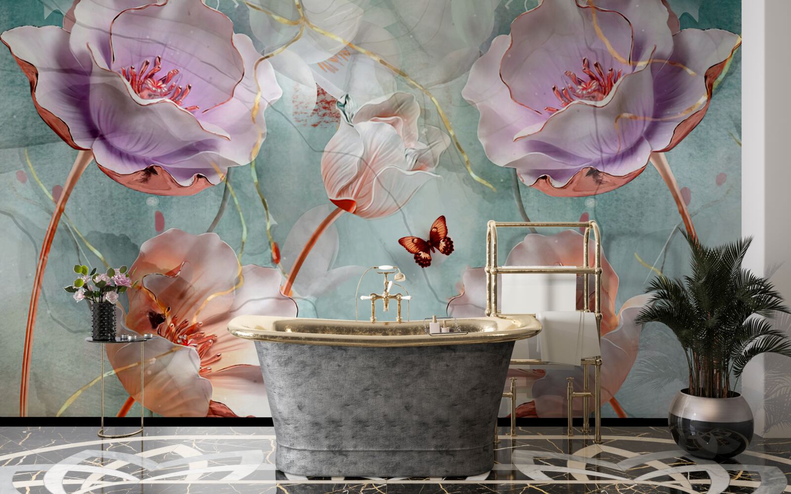 Fototapeta rôzne maky s vlajúcimi motýľmi