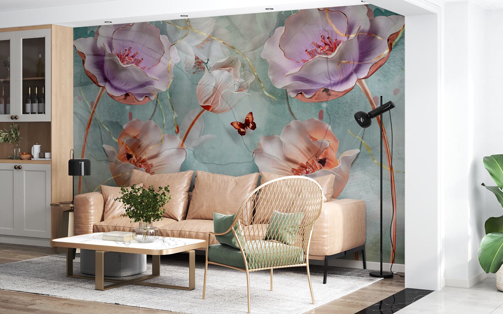 Fototapeta rôzne maky s vlajúcimi motýľmi