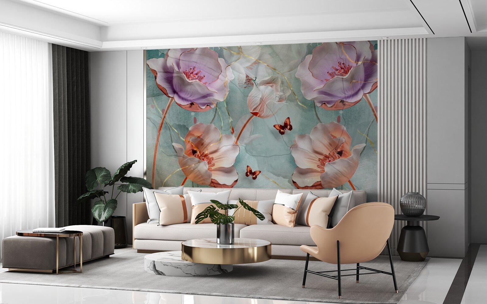 Fototapeta rôzne maky s vlajúcimi motýľmi