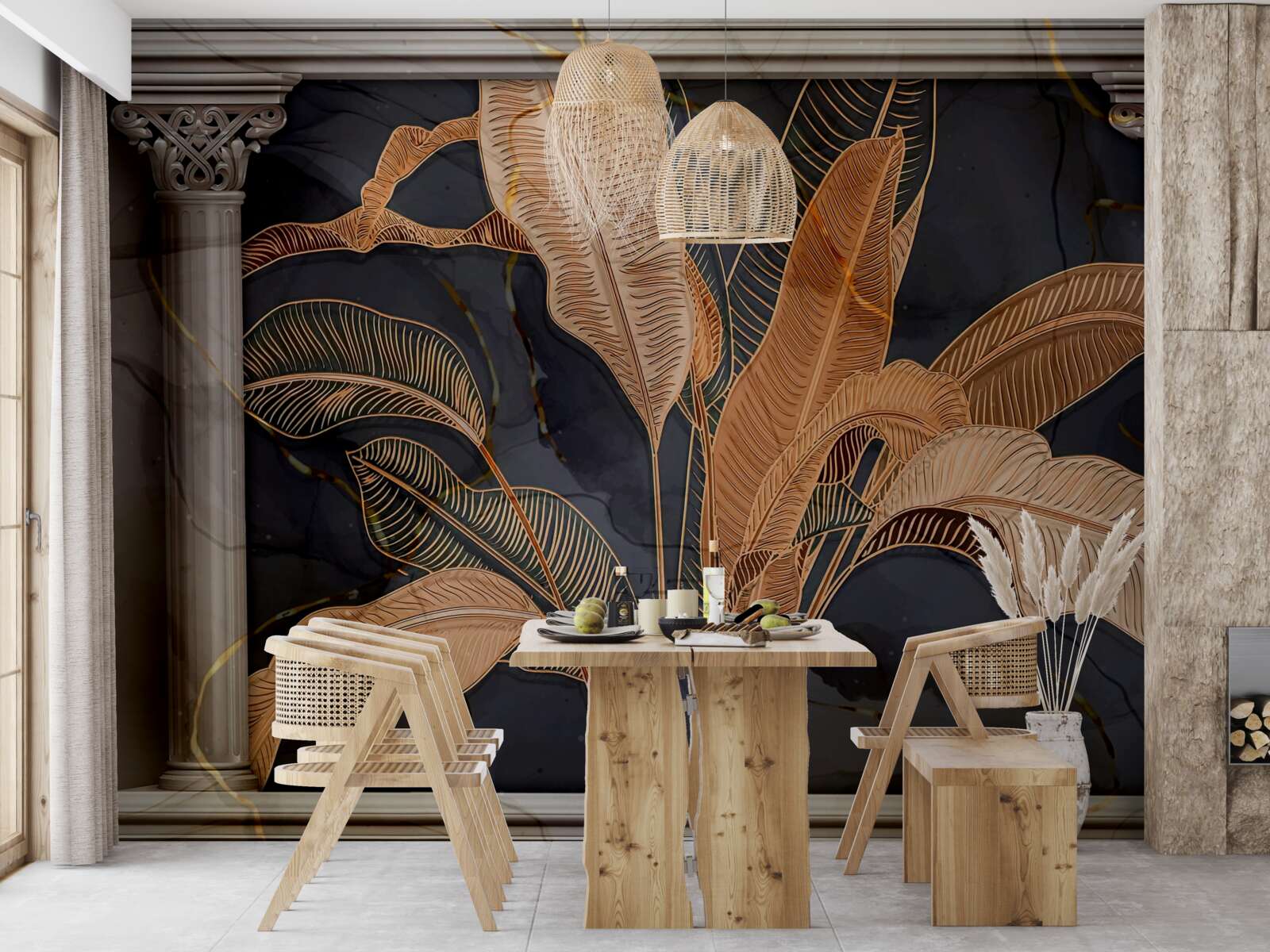 Fototapeta Oblúk so zlatým papradím