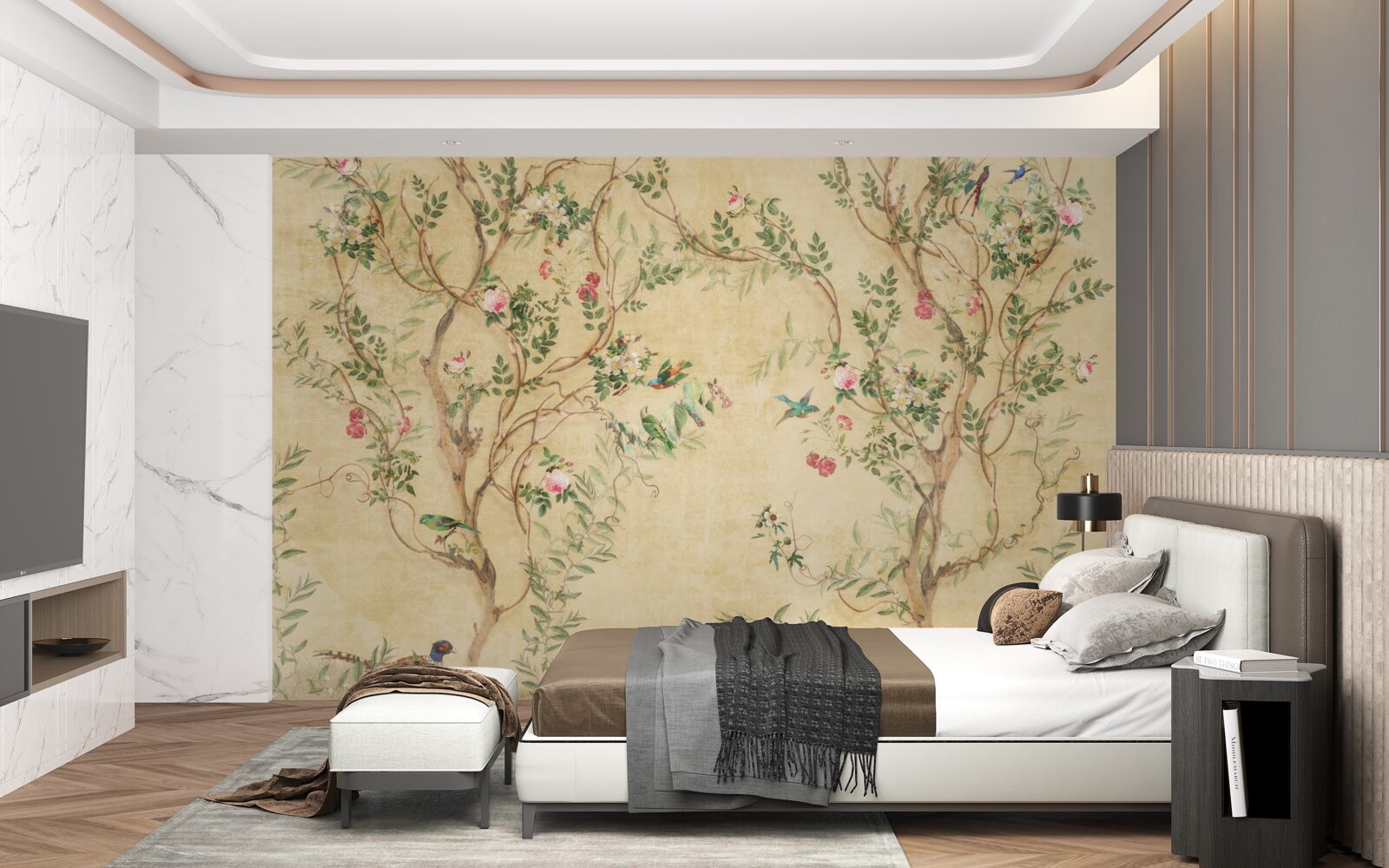 Fototapeta stromy a vtáky na jar