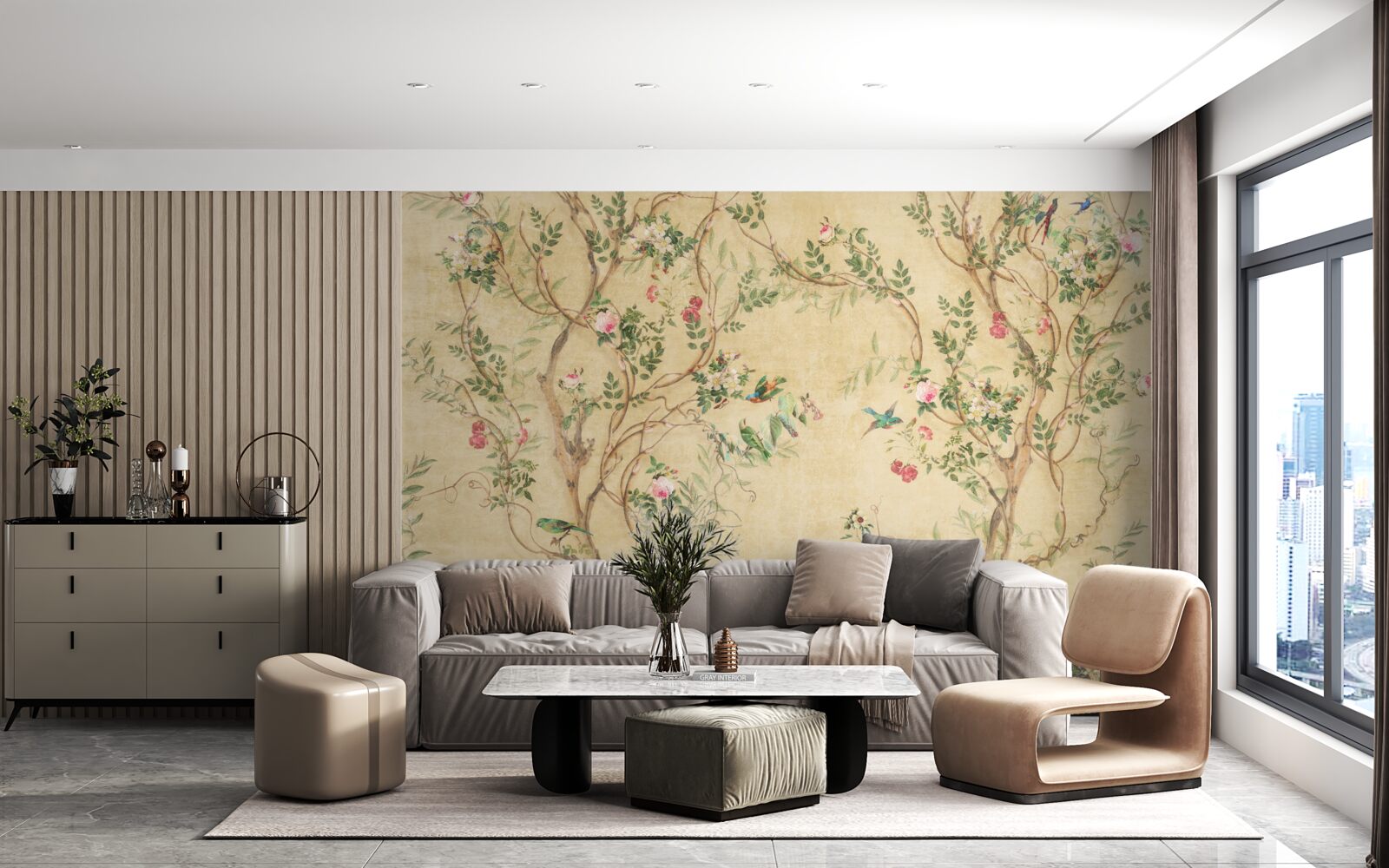 Fototapeta stromy a vtáky na jar