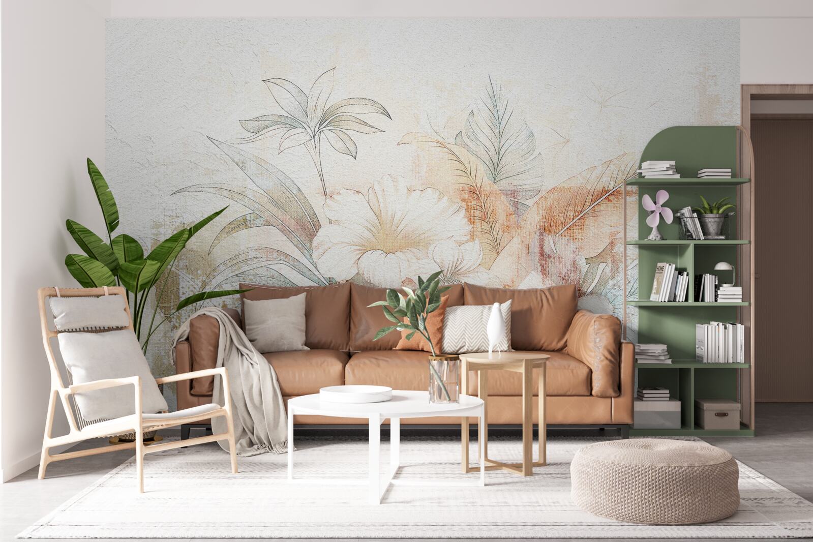 Fototapeta akvarel kvety a listy