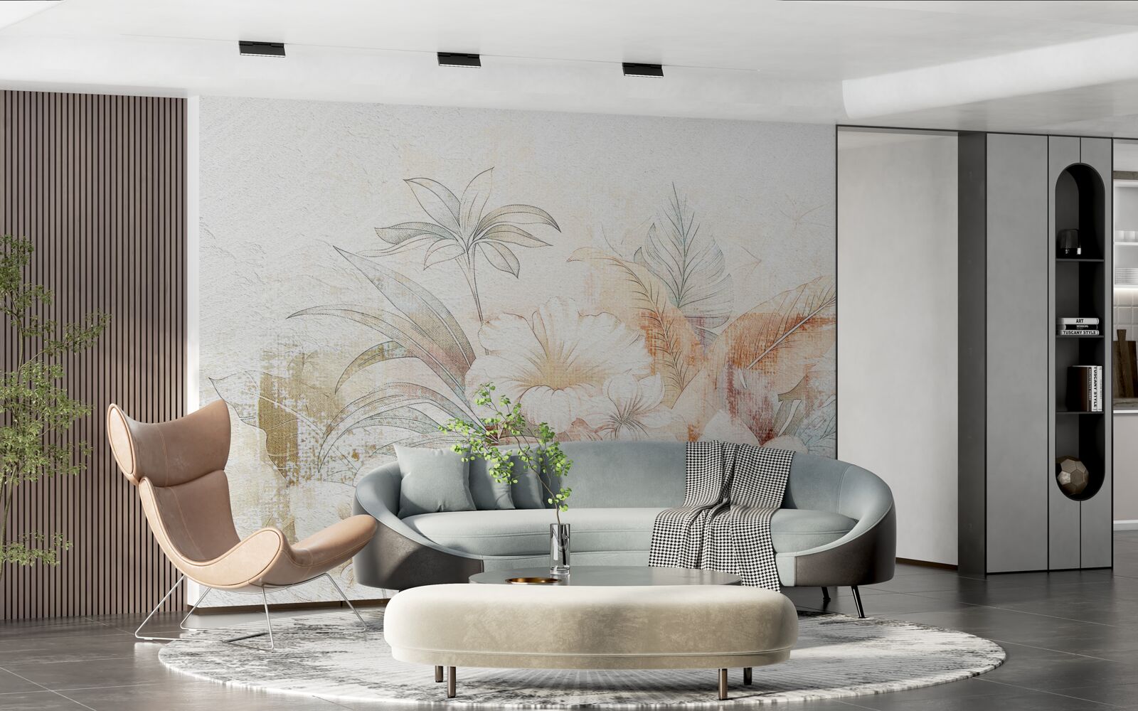 Fototapeta akvarel kvety a listy