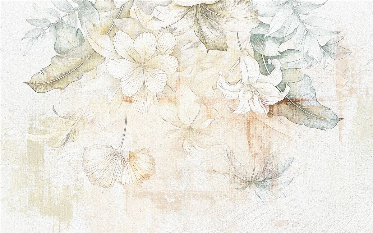 Fototapeta tropické listy a kvety