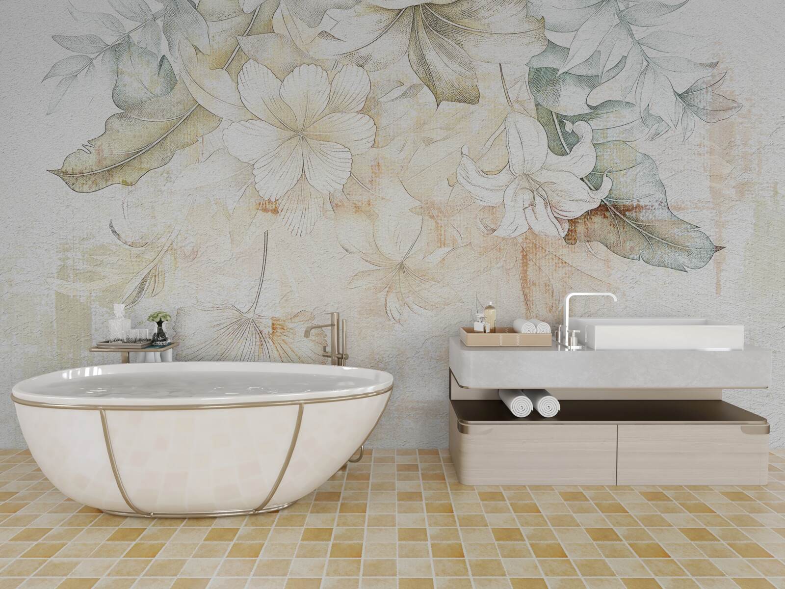 Fototapeta tropické listy a kvety