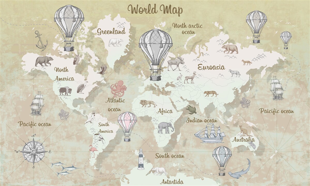 Fototapeta mapa sveta v teplých farbách