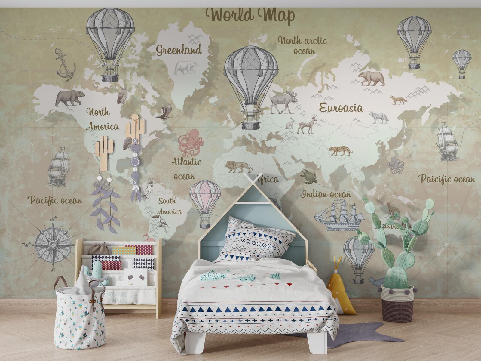 Fototapeta mapa sveta v teplých farbách