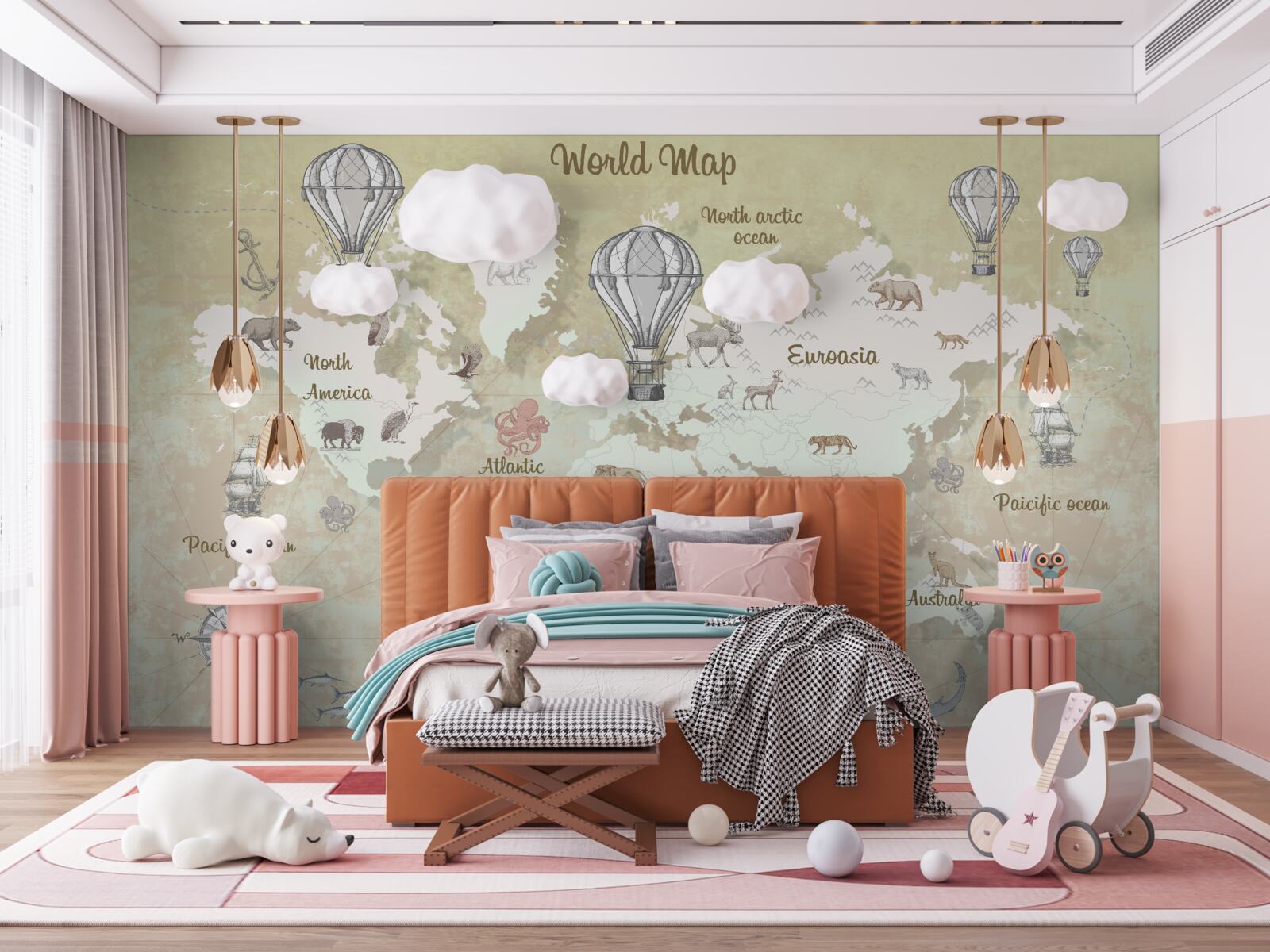 Fototapeta mapa sveta v teplých farbách