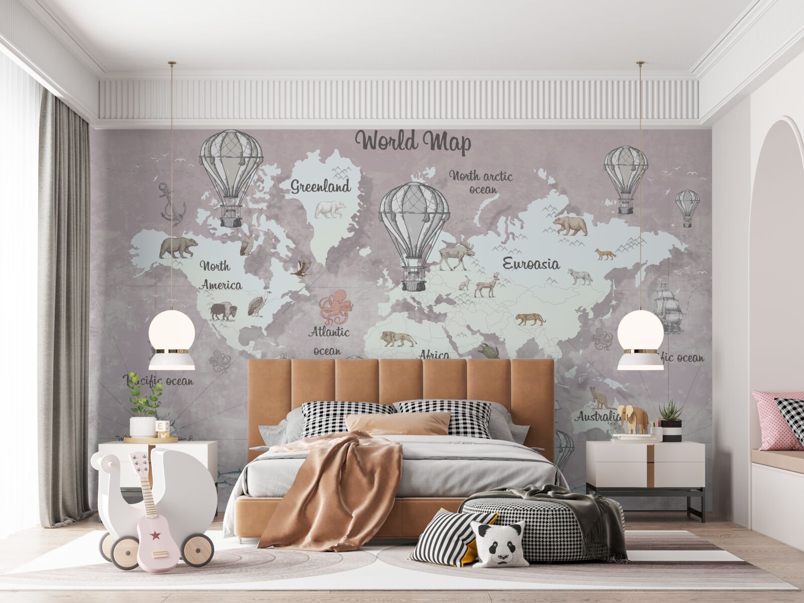 Fototapeta mapa sveta so symbolmi