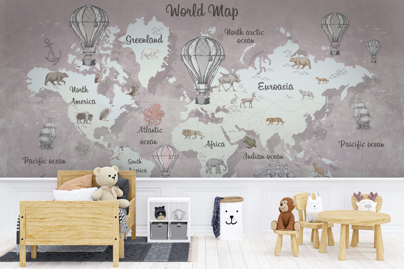 Fototapeta mapa sveta so symbolmi