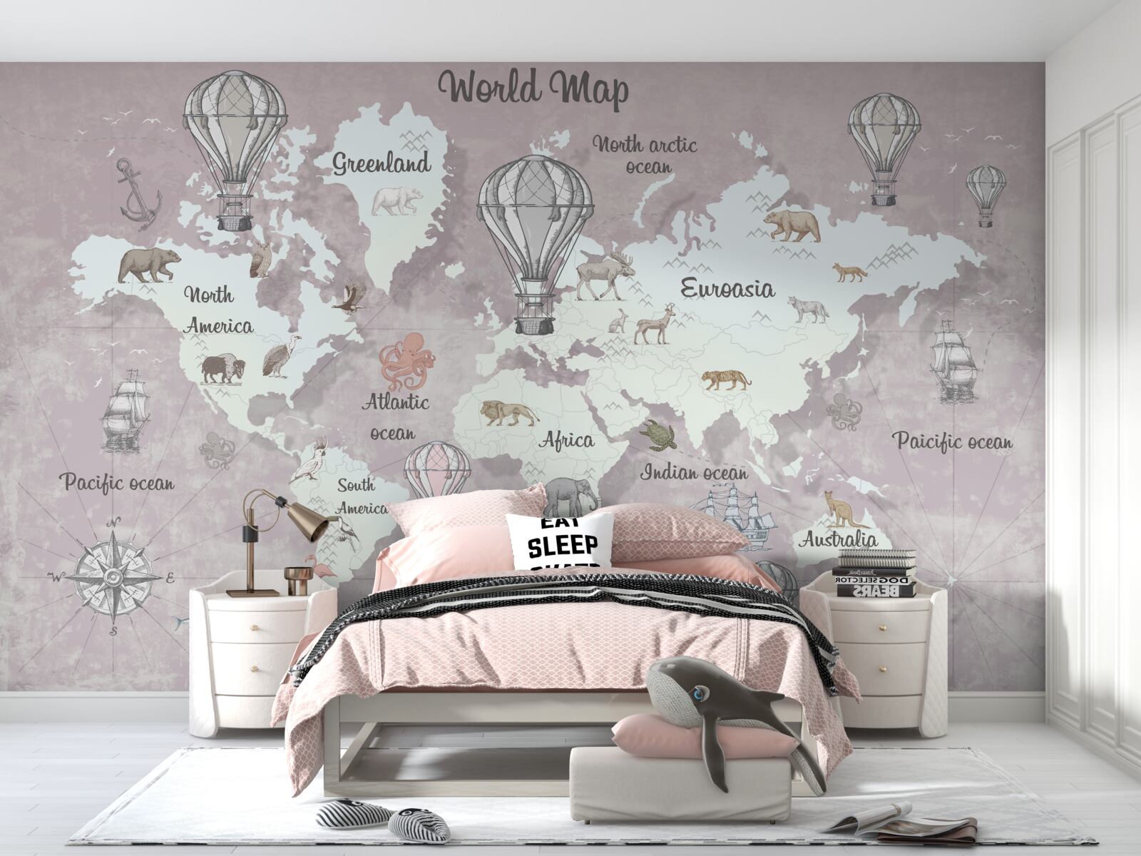 Fototapeta mapa sveta so symbolmi