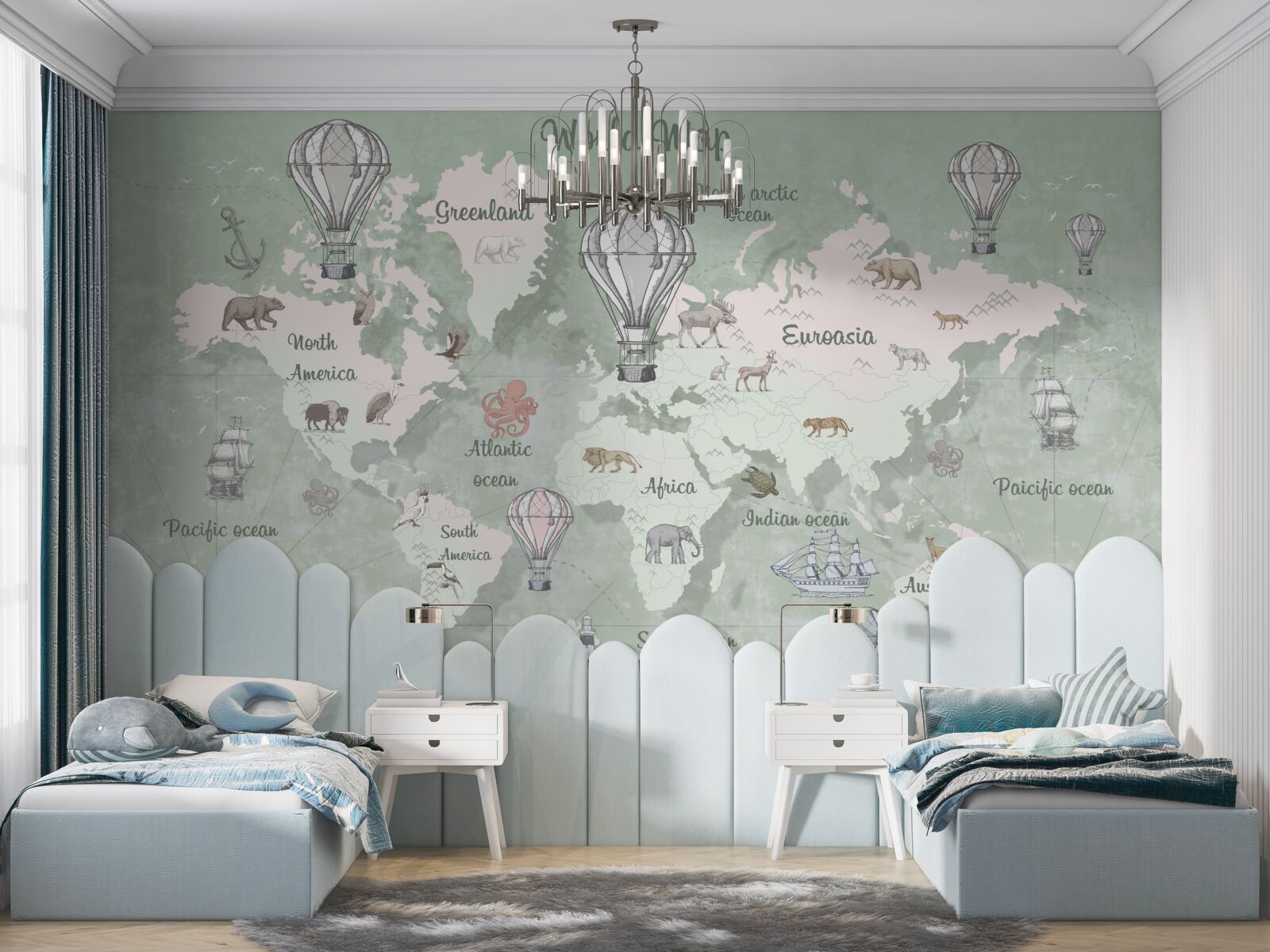 Fototapeta mapa sveta s vyznačenými kontinentmi