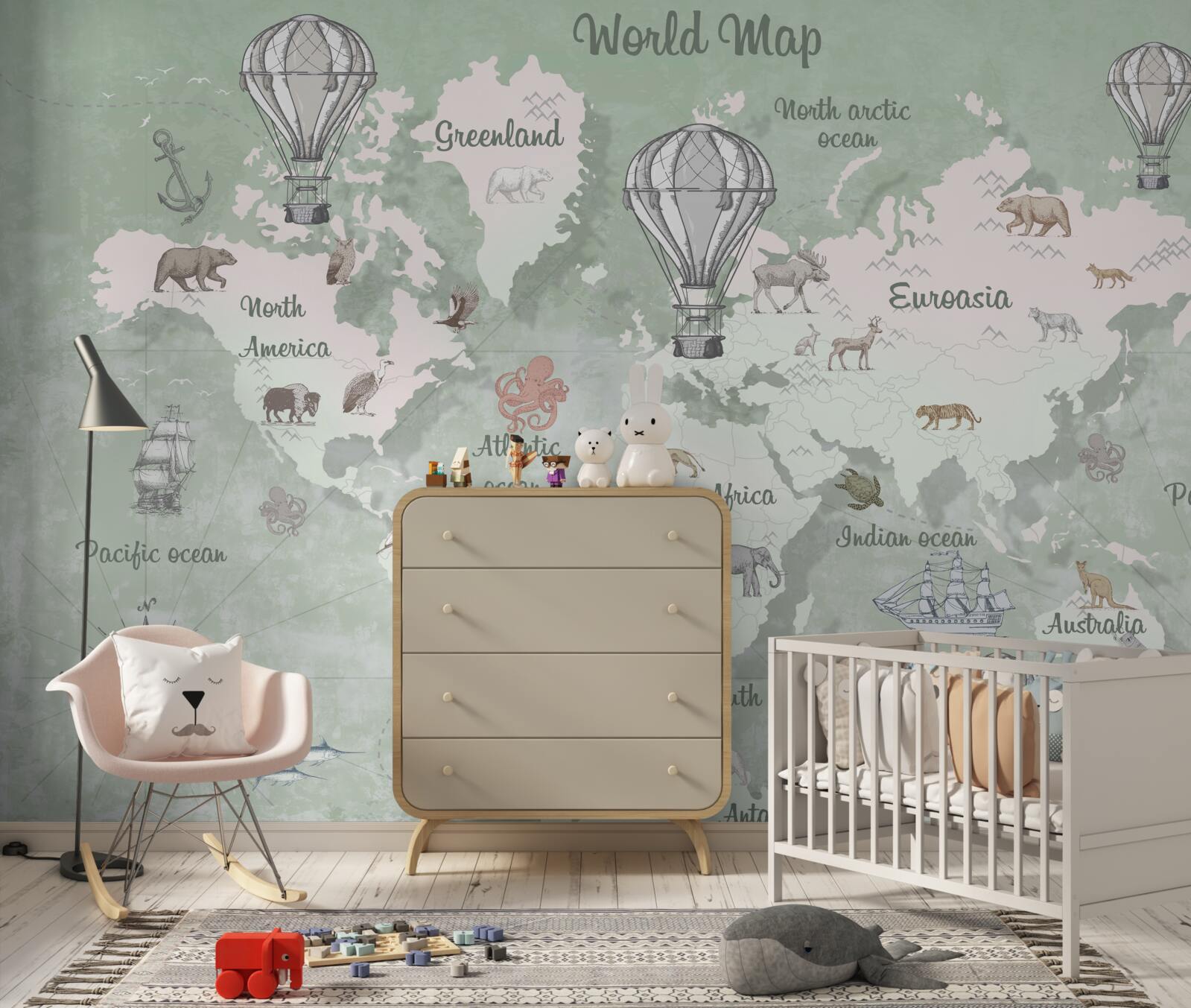 Fototapeta mapa sveta s vyznačenými kontinentmi