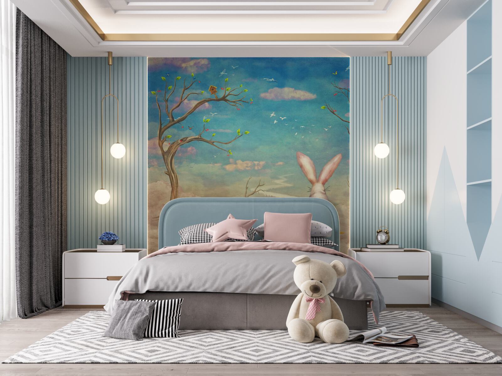 Fototapeta zajačik sedí na lavičke a čaká