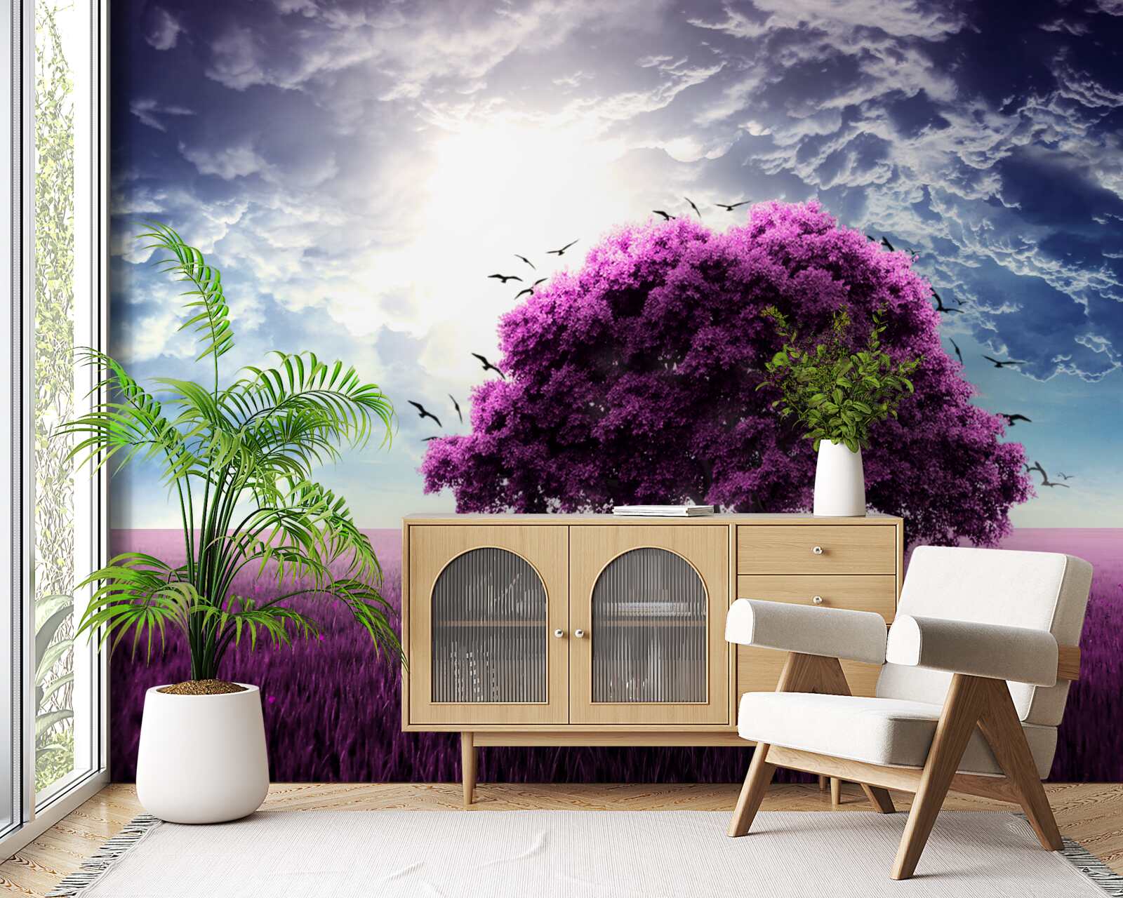 Fototapeta strom s fialovými kvetmi