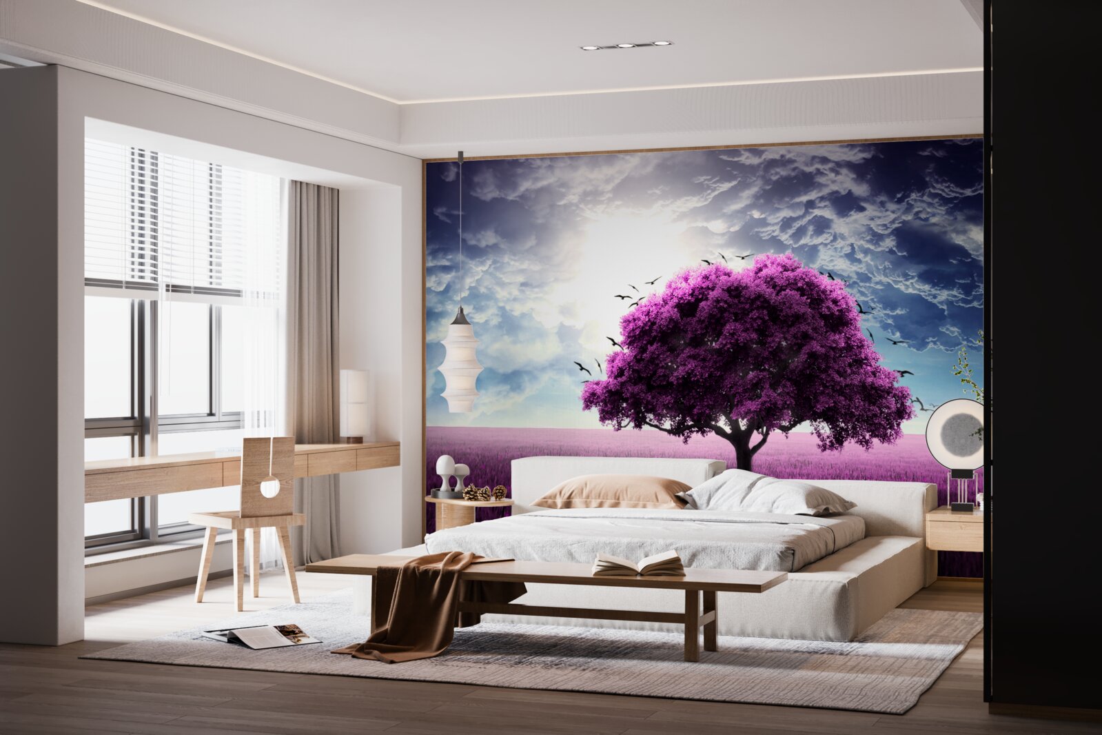 Fototapeta strom s fialovými kvetmi