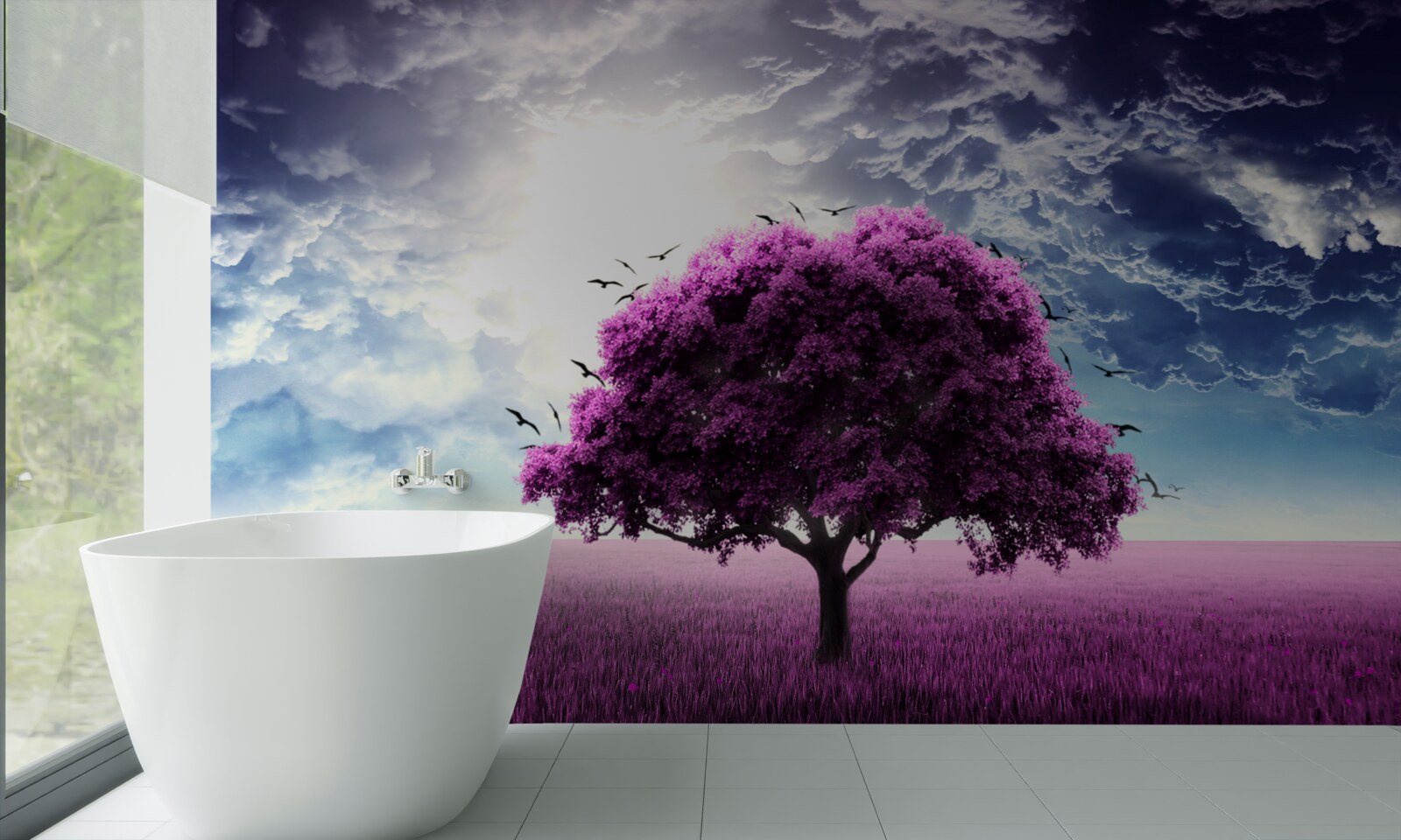 Fototapeta strom s fialovými kvetmi