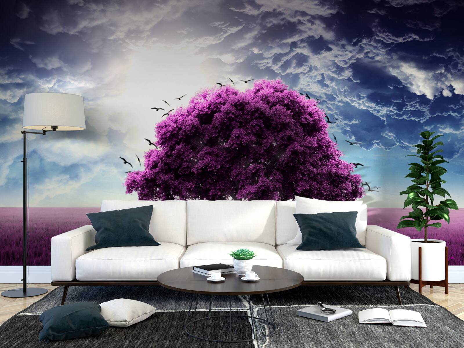 Fototapeta strom s fialovými kvetmi